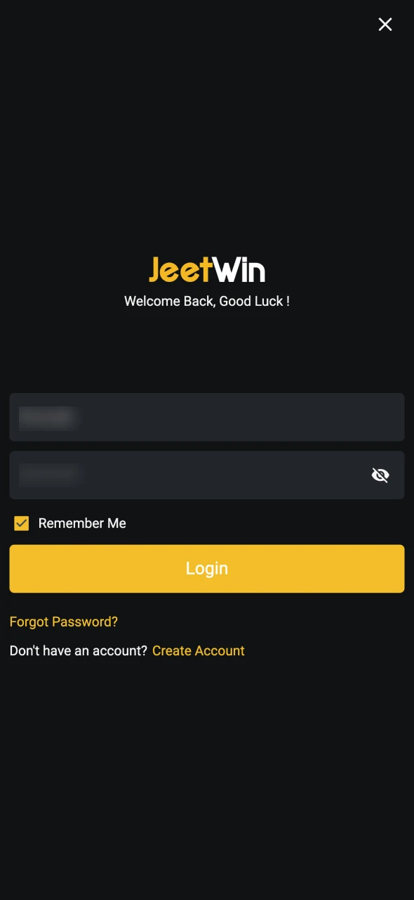 JeetWin অ্যাপ্লিকেশনে আপনার অ্যাকাউন্টে লগইন করুন।
