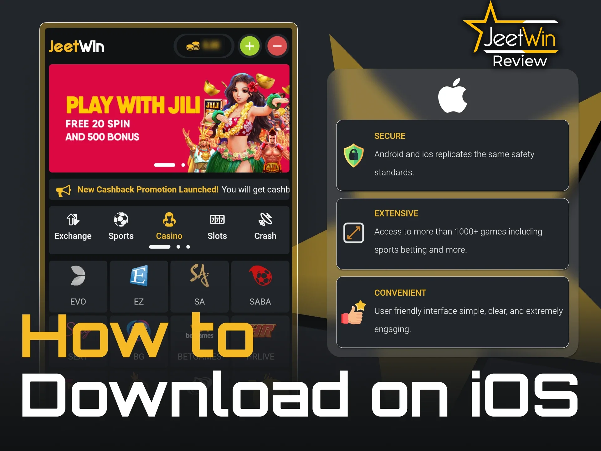 আপনার iOS ডিভাইসে JeetWin অ্যাপটি ডাউনলোড করুন।